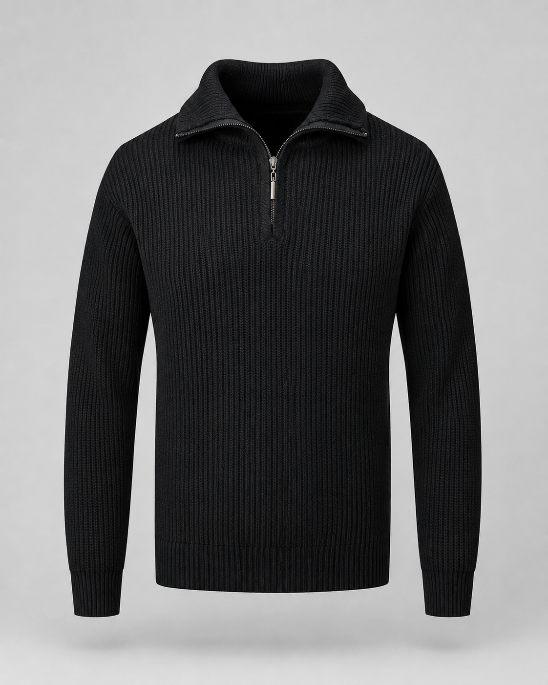 Carl ribbed quarter zip sweater - full look