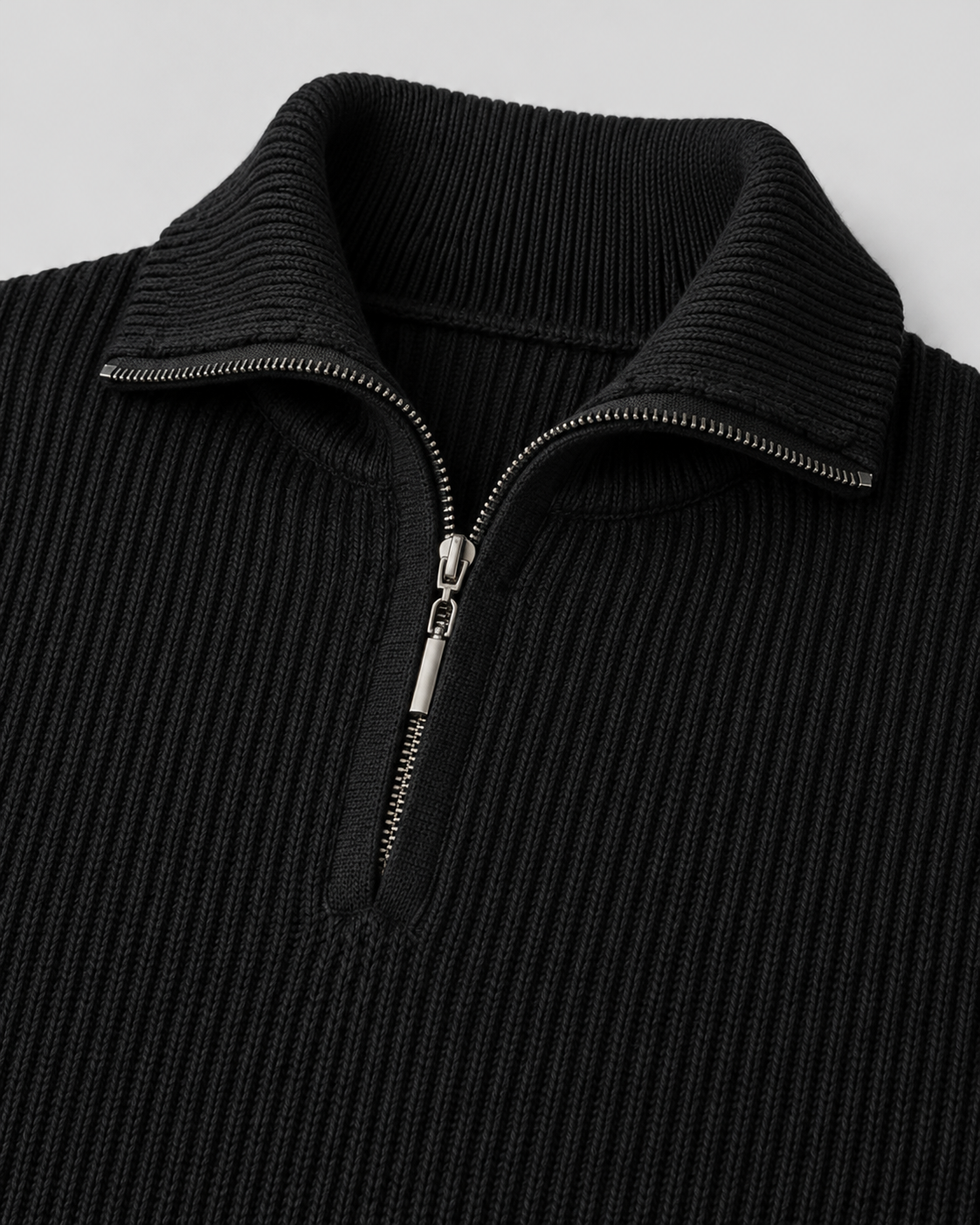 Carl ribbed quarter zip sweater - collar detail