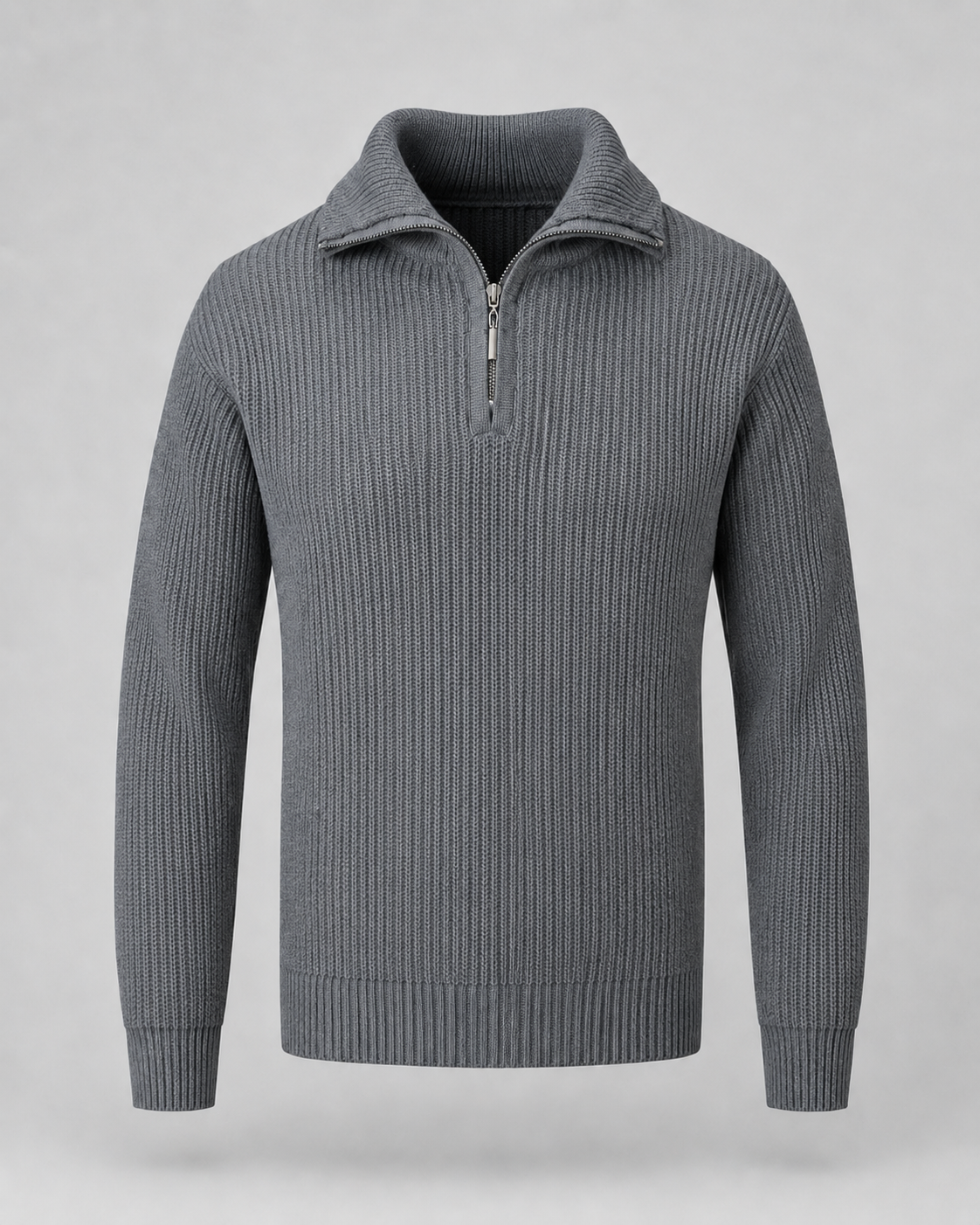 Carl ribbed quarter zip sweater - styled outfit 1