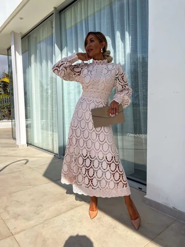 Carla | Long Sleeve Lace Midi Dress