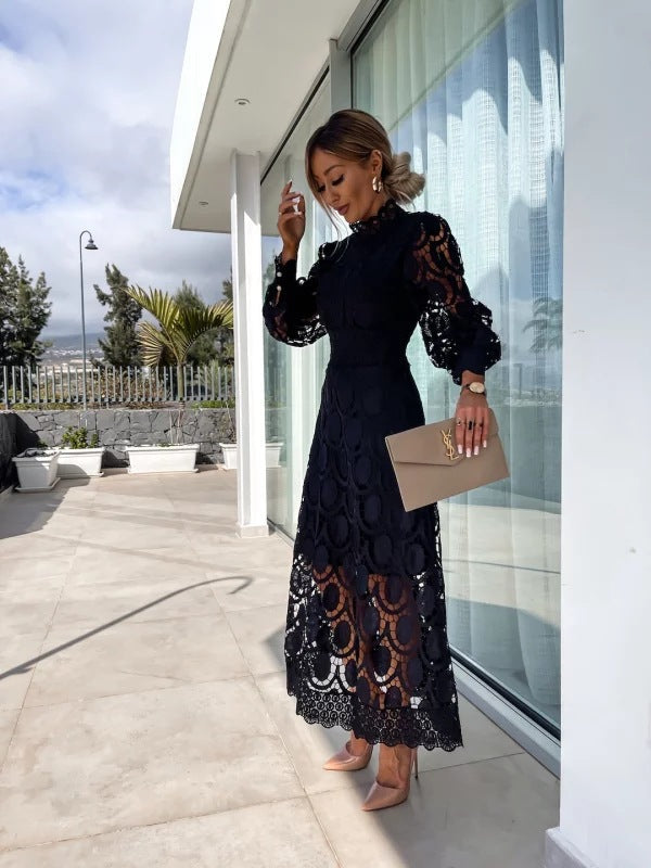 Carla | Long Sleeve Lace Midi Dress