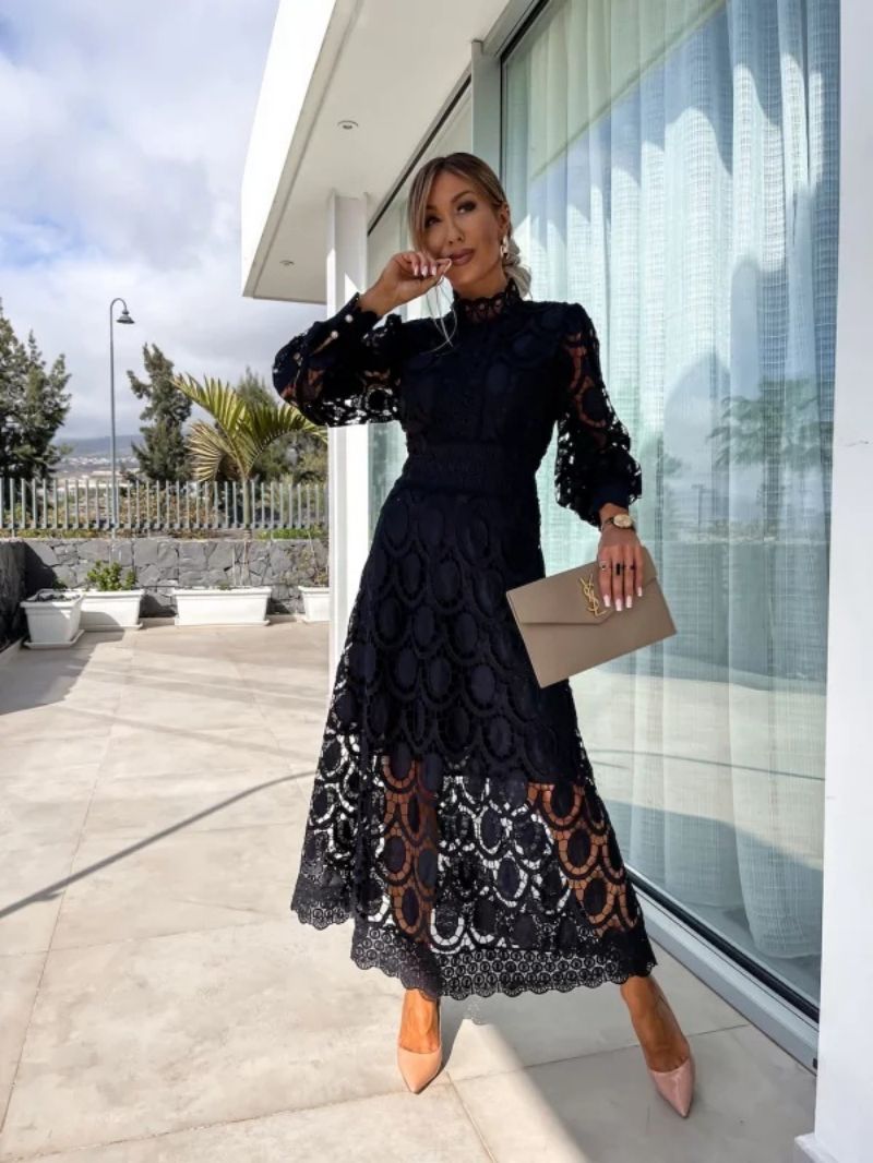 Carla | Long Sleeve Lace Midi Dress