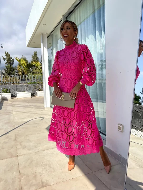Carla | Long Sleeve Lace Midi Dress