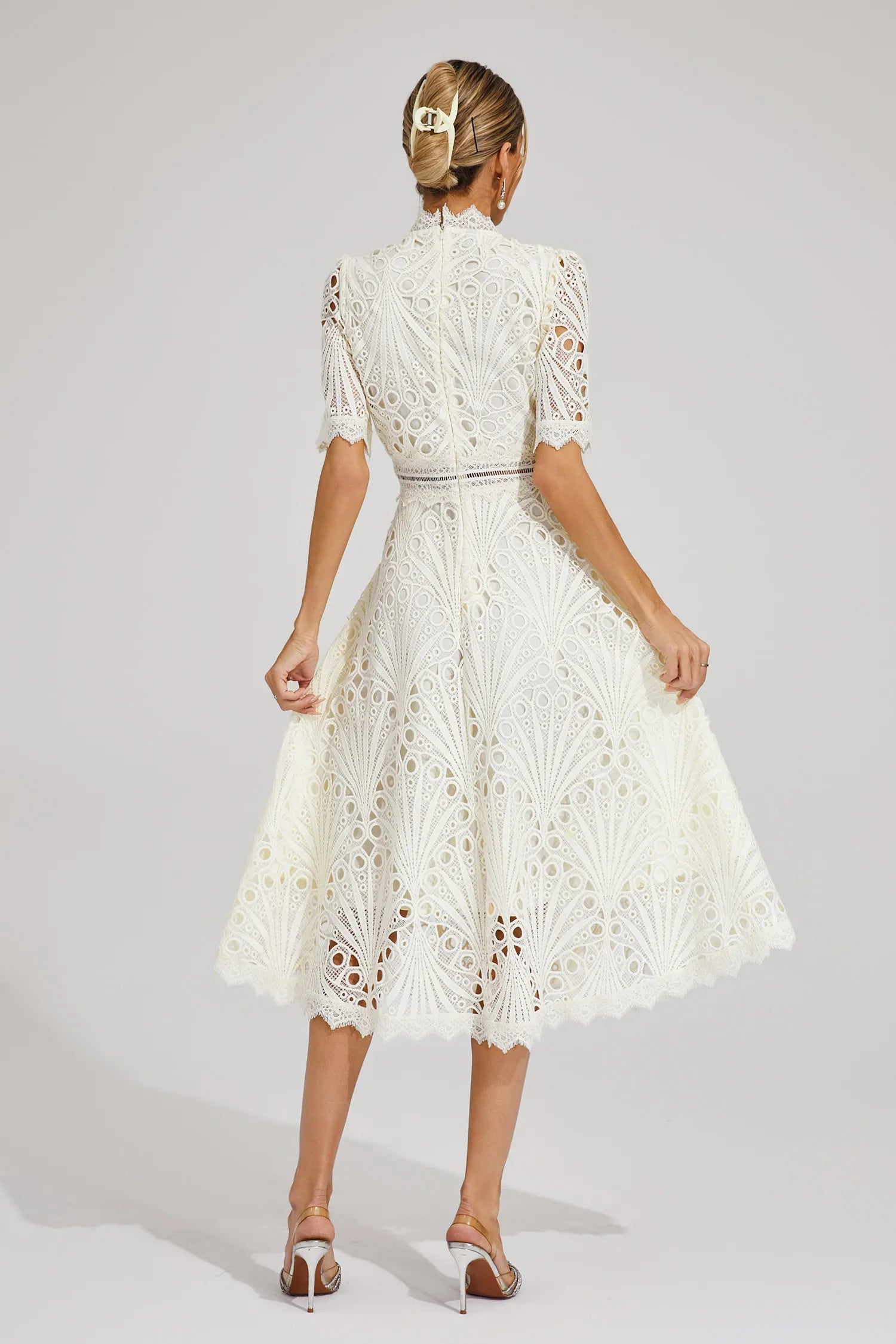Carlotta | Lace High Neck Midi Dress