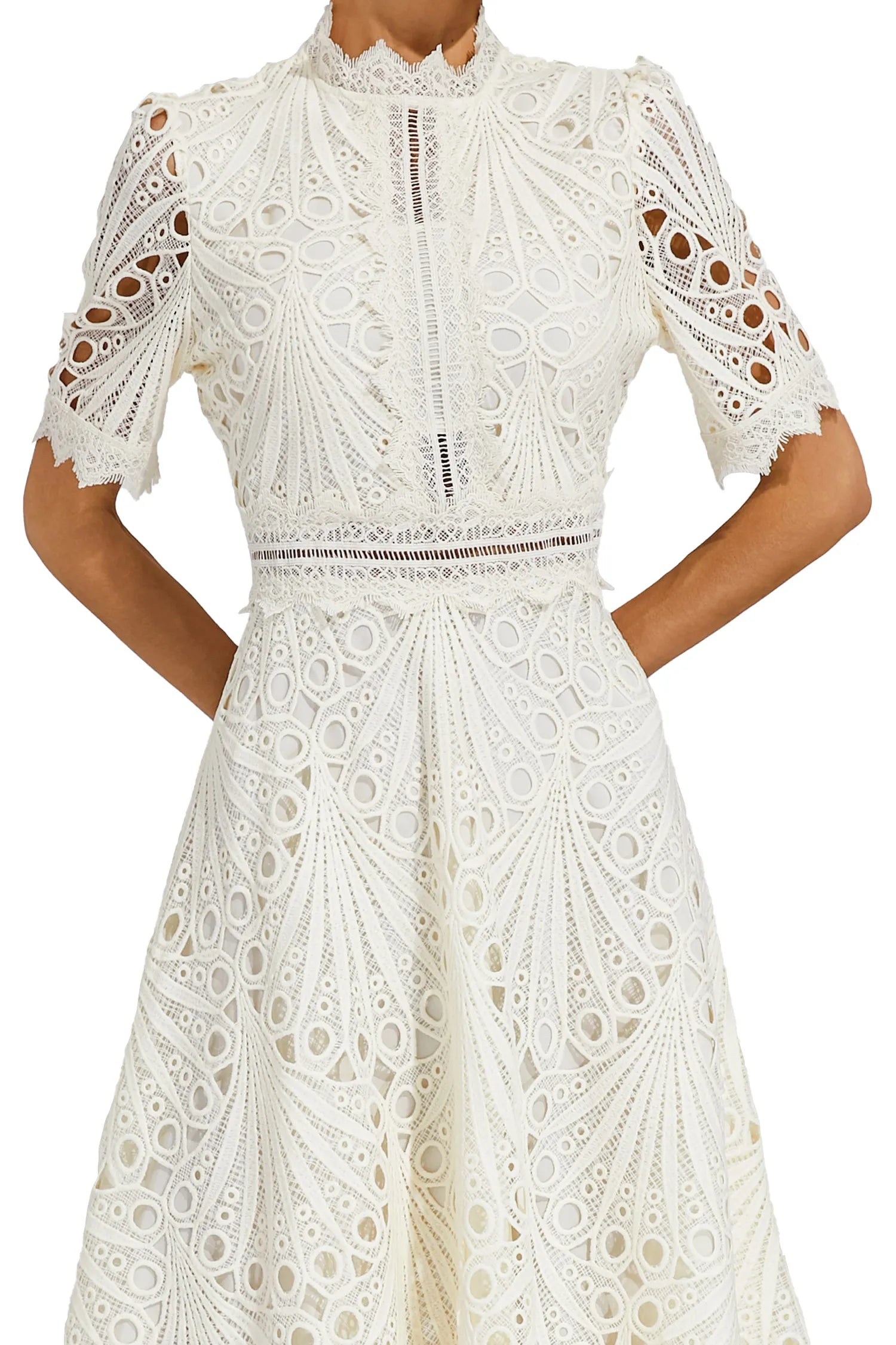 Carlotta | Lace High Neck Midi Dress