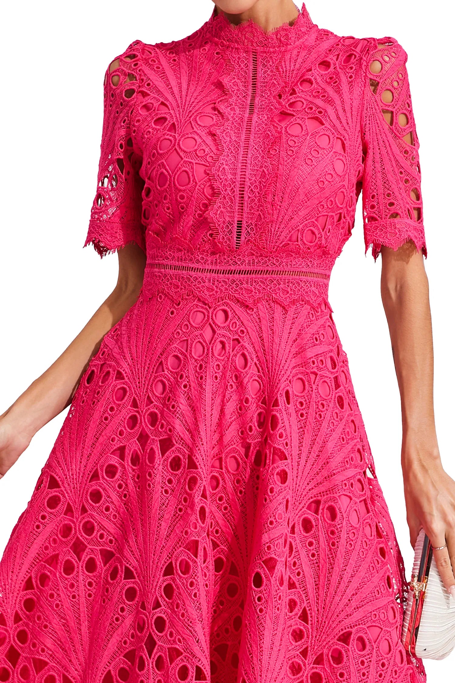 Carlotta | Lace High Neck Midi Dress