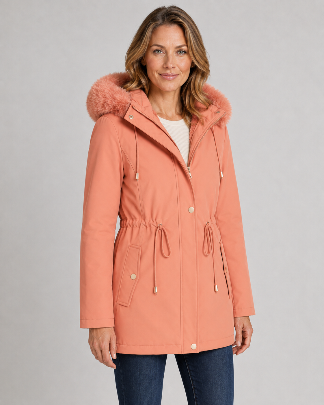 Carol fleece-lined faux-fur hooded parka - back view