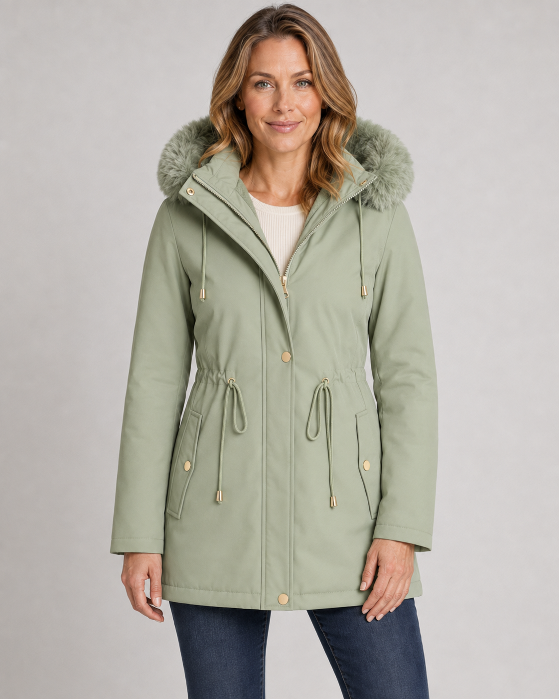 Carol fleece-lined faux-fur hooded parka - hood detail