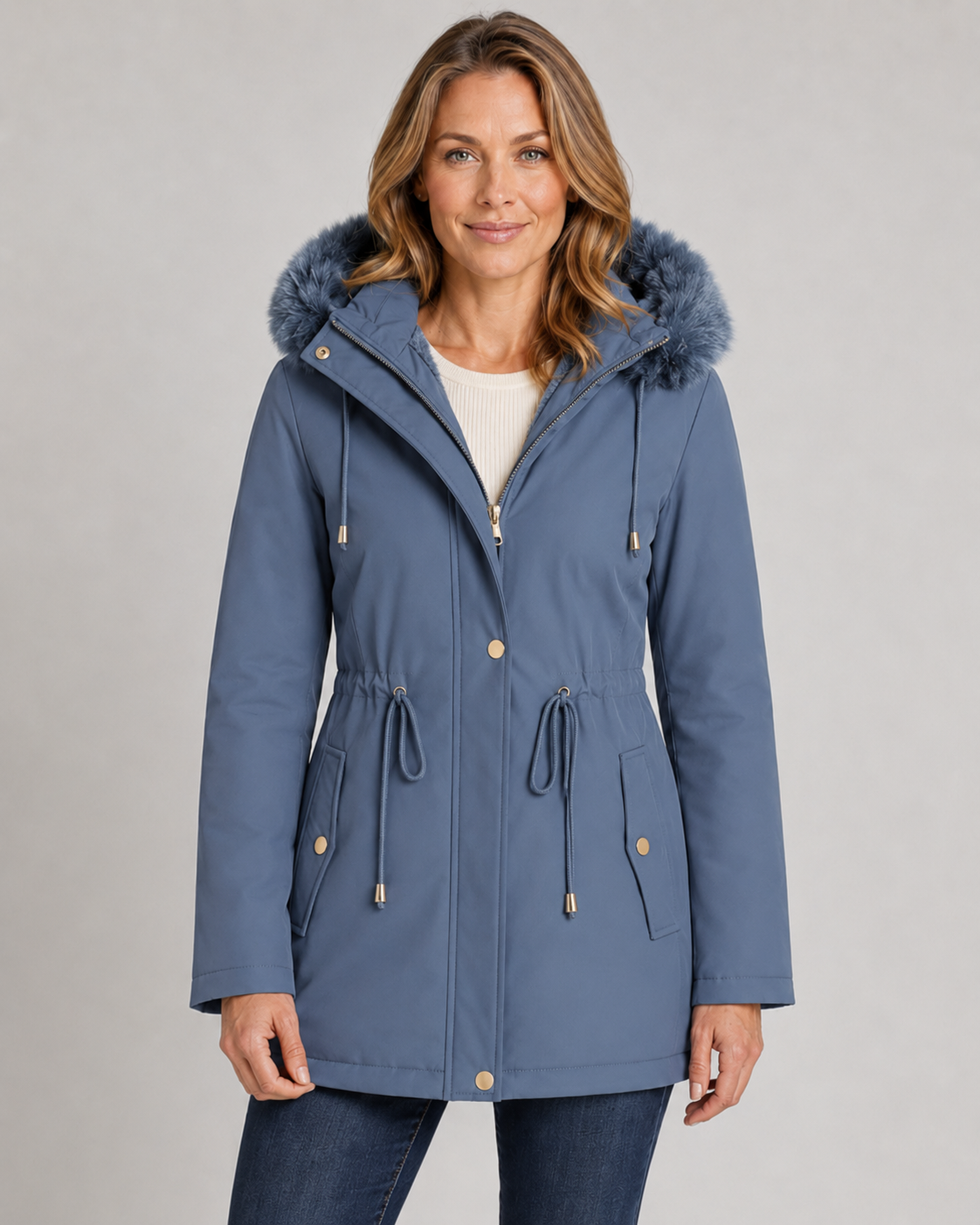 Carol fleece-lined faux-fur hooded parka - styled outfit