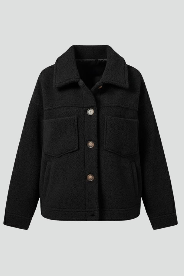 Cecilia fleece jacket with buttons - full look