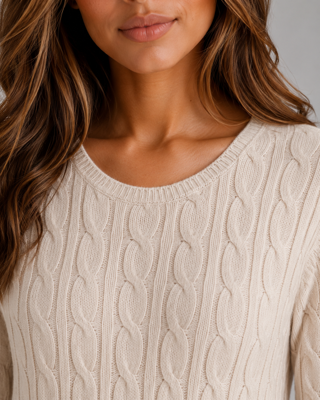 Celia cable knit maxi dress long sleeve - fabric detail