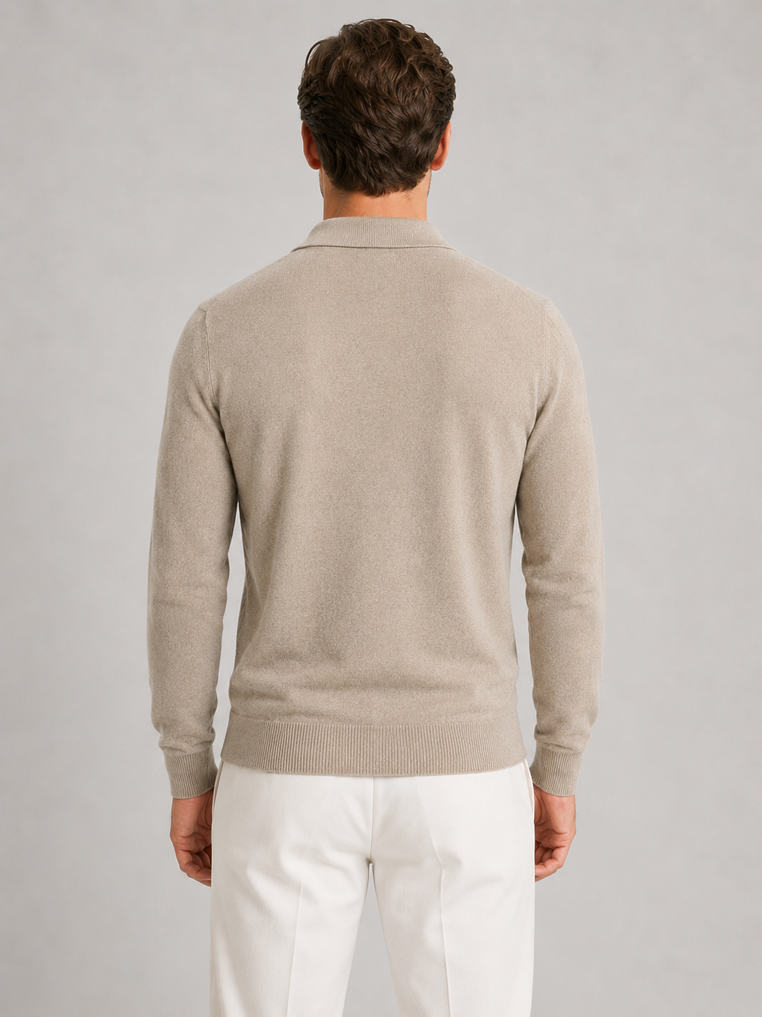 Charles quarter zip polo sweater fine knit - side view