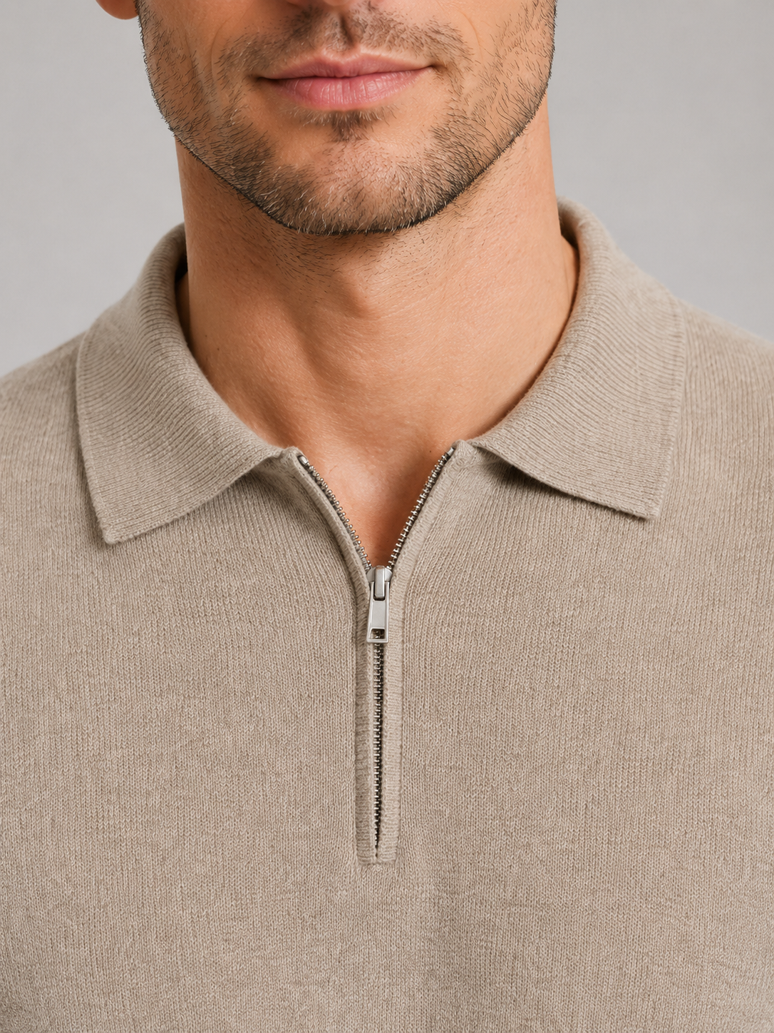 Charles quarter zip polo sweater fine knit - back view