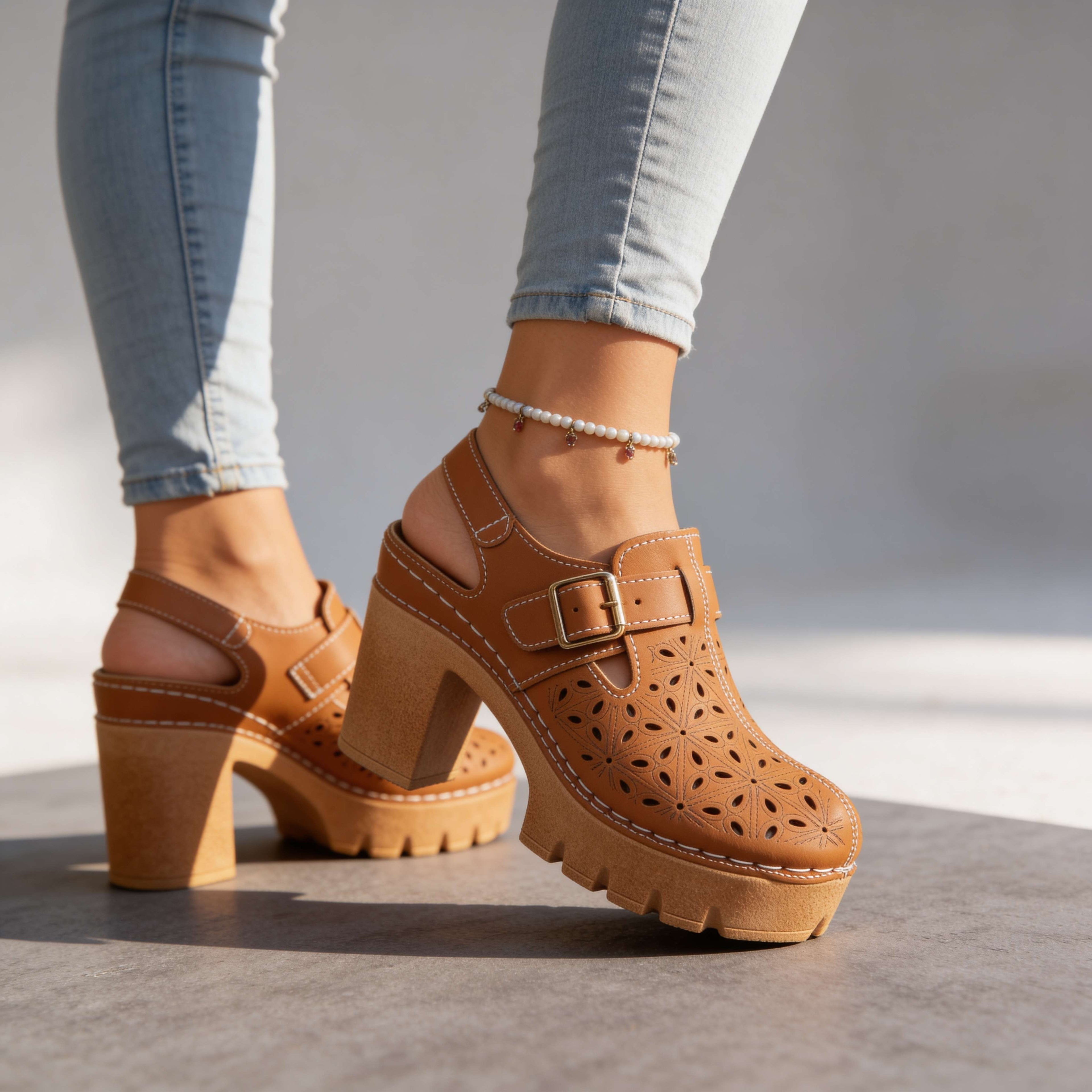 Chelsea | Cutout Platform Clog Heels