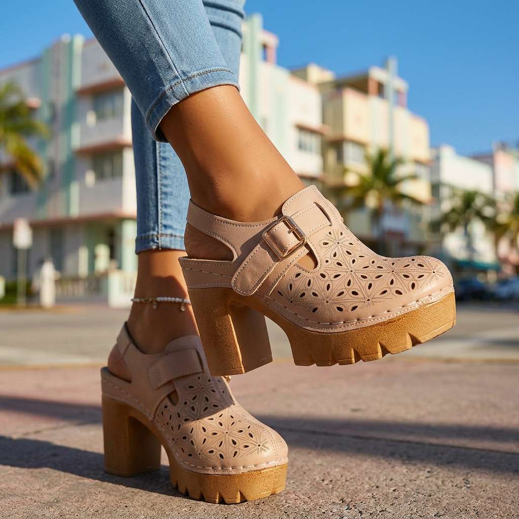 Chelsea | Cutout Platform Clog Heels