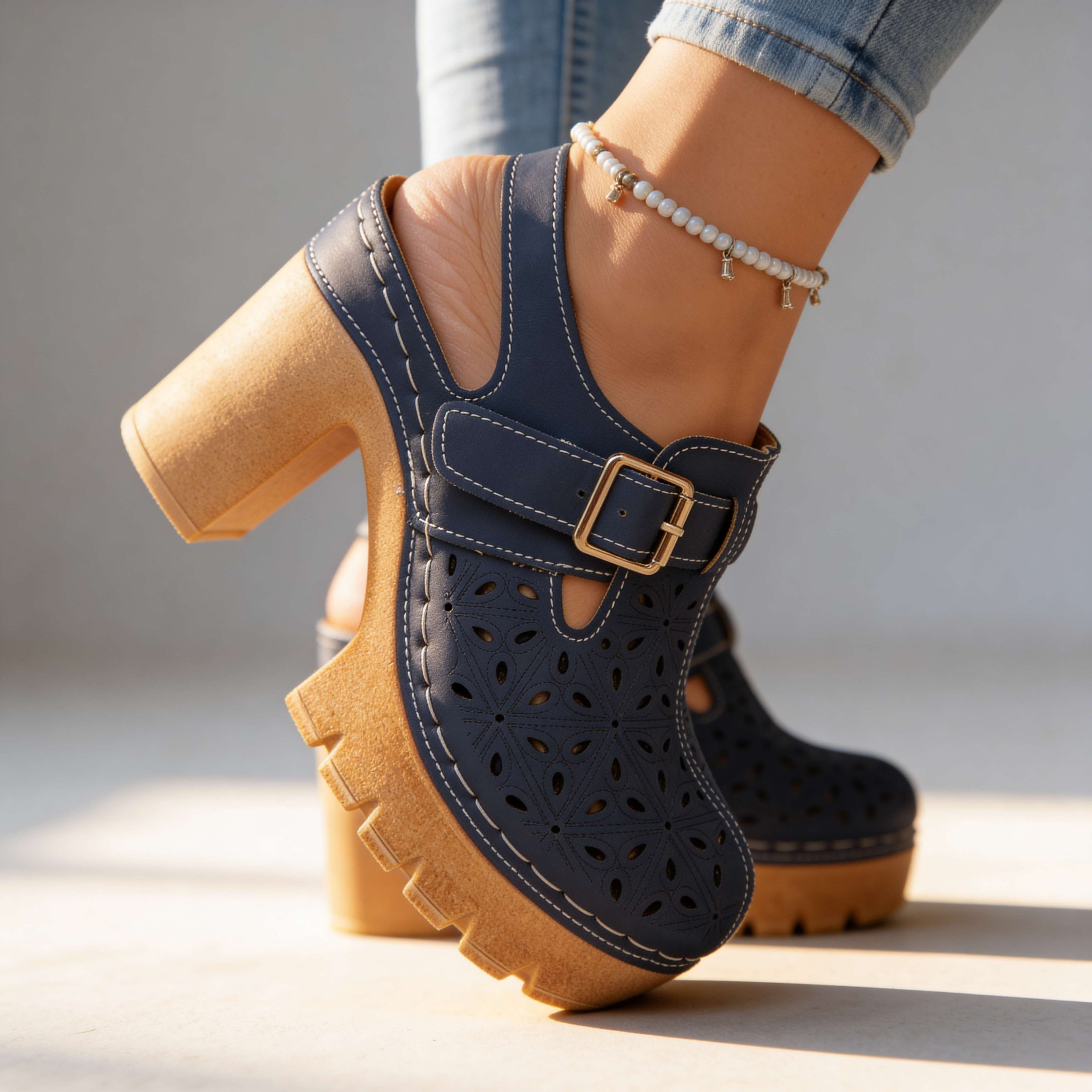 Chelsea | Cutout Platform Clog Heels
