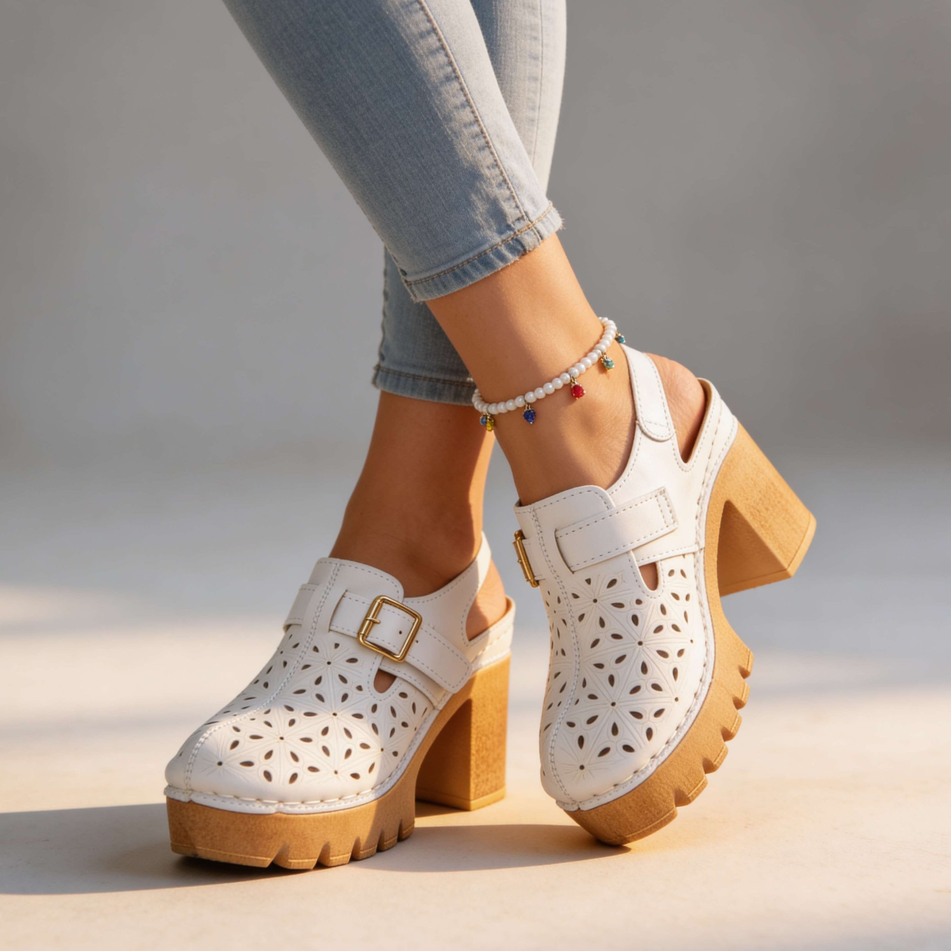 Chelsea | Cutout Platform Clog Heels