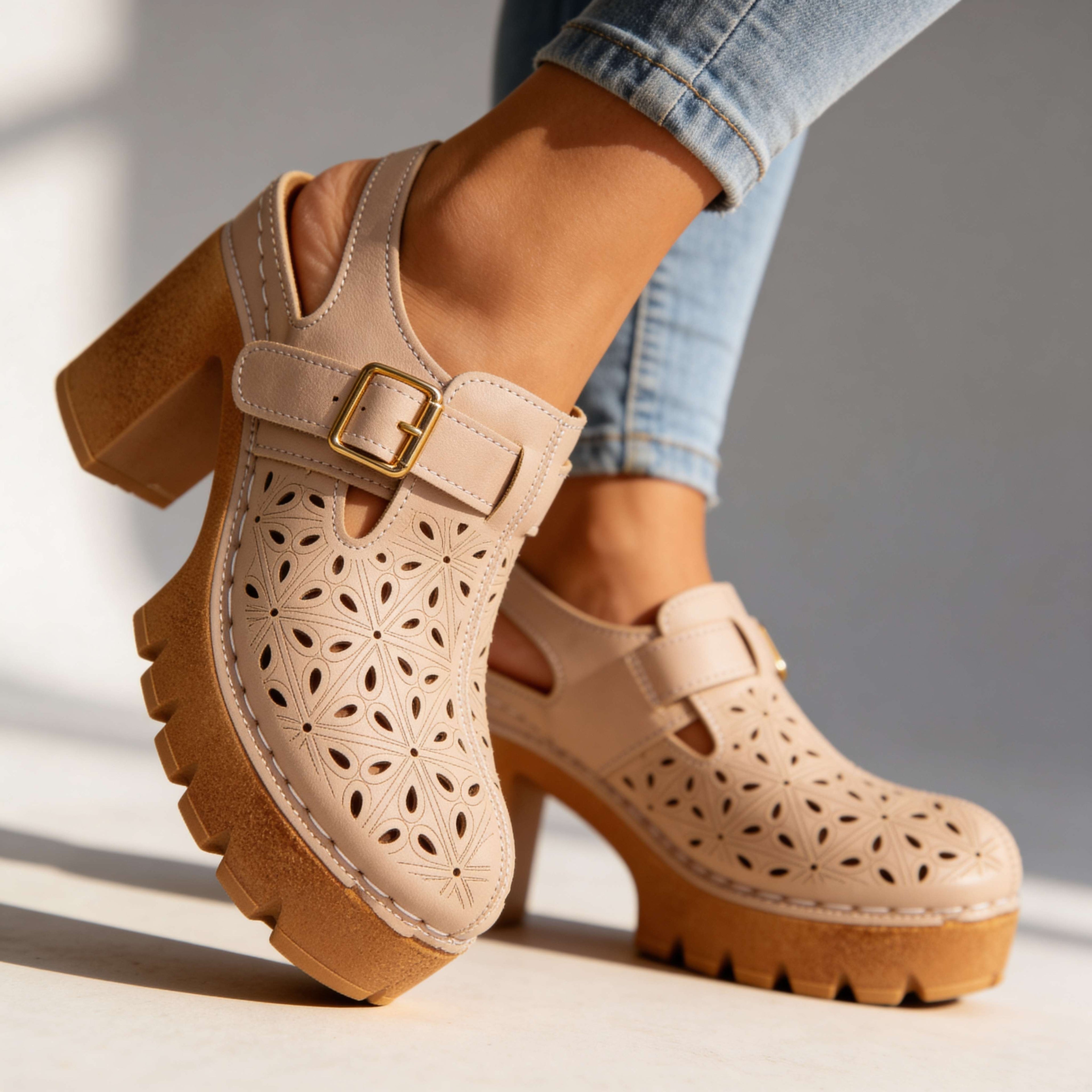 Chelsea | Cutout Platform Clog Heels