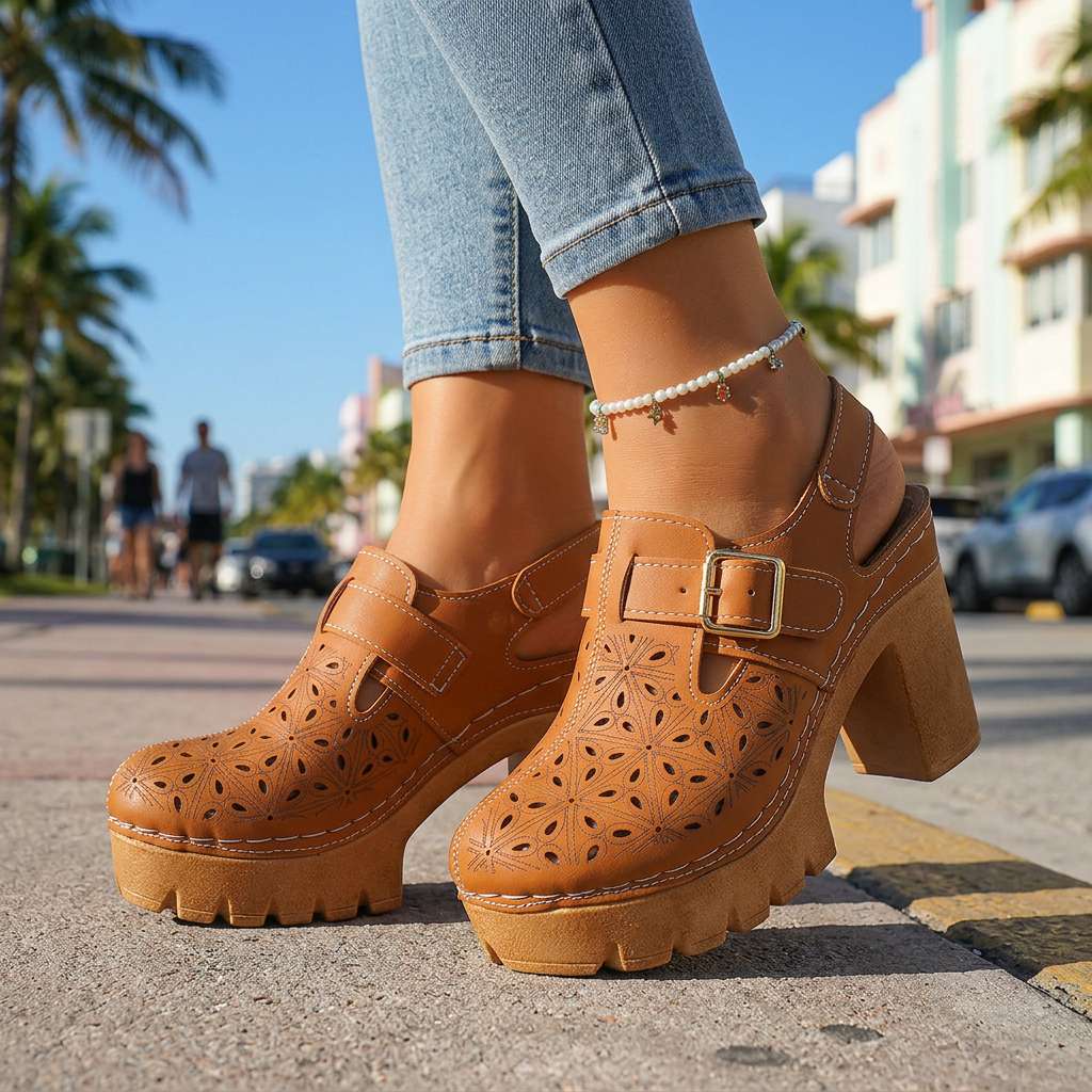 Chelsea | Cutout Platform Clog Heels