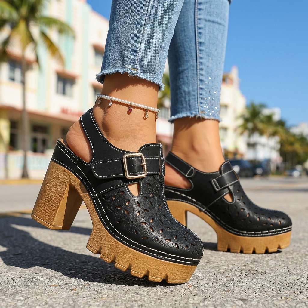 Chelsea | Cutout Platform Clog Heels