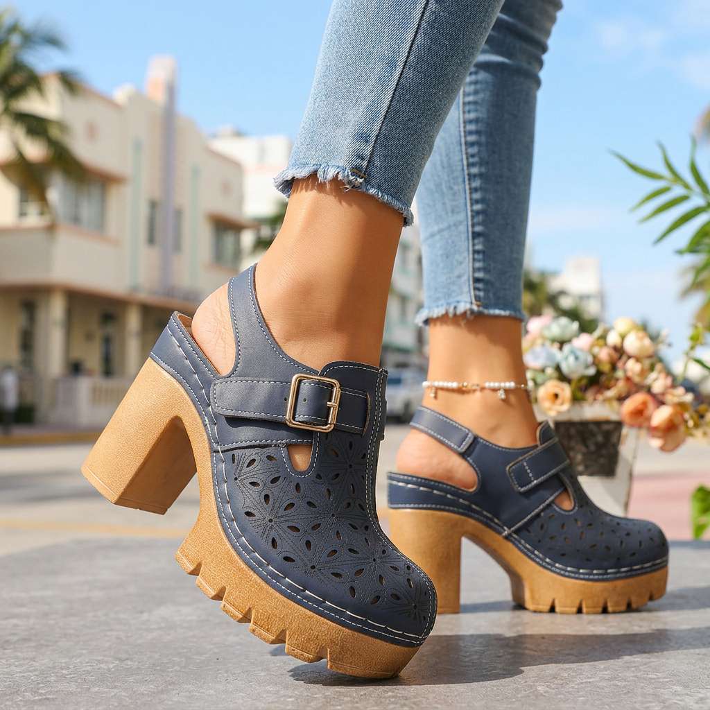 Chelsea | Cutout Platform Clog Heels