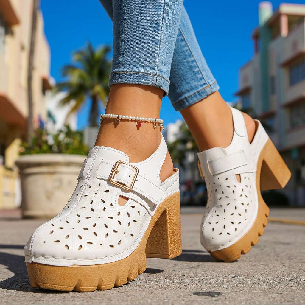 Chelsea | Cutout Platform Clog Heels