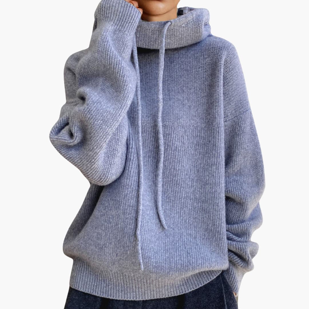 Chloe turtleneck jumper drawstring detail - side view
