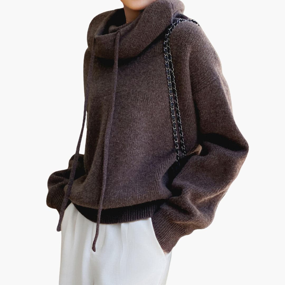 Chloe turtleneck jumper drawstring detail - styled outfit