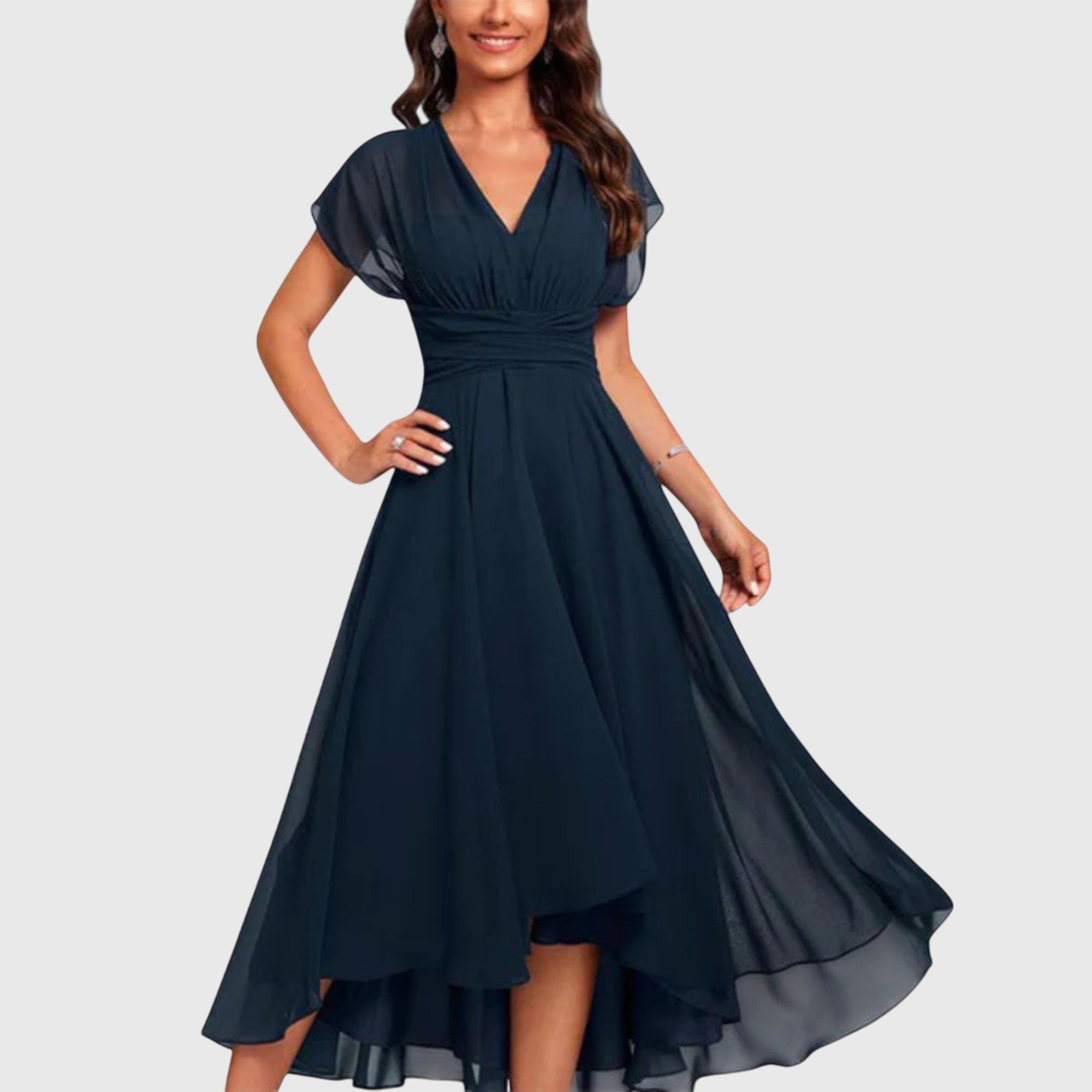 Cindy | Women's V-Neck Wrap Midi Dress