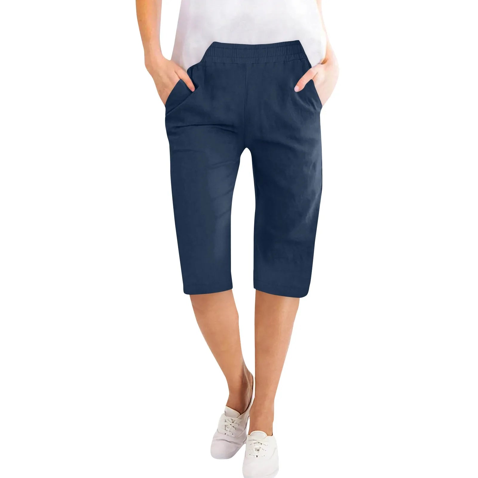 Clara elastic waist capri pants - front view