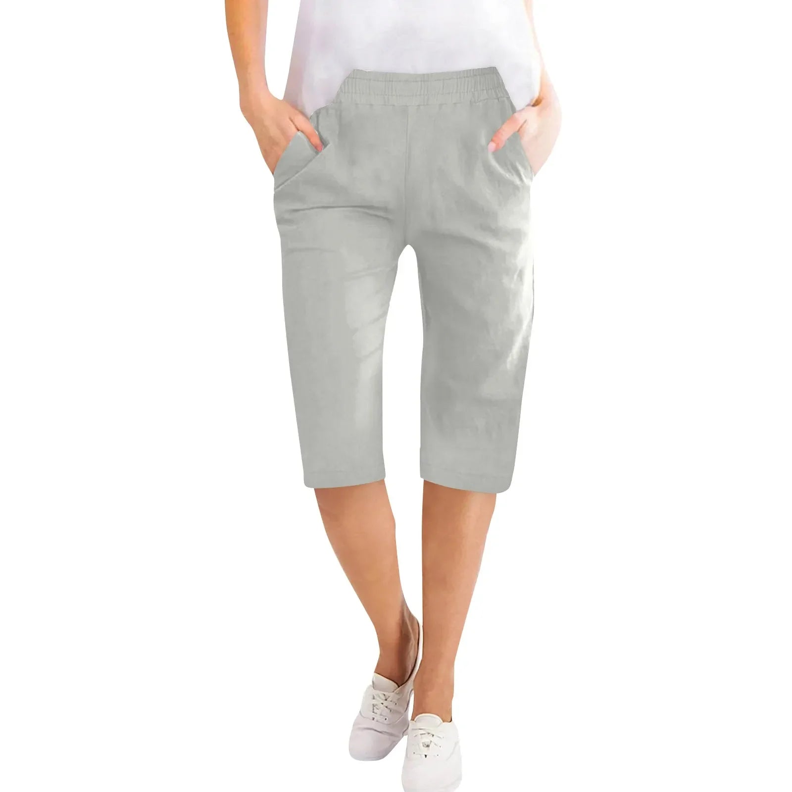 Clara elastic waist capri pants - color Black