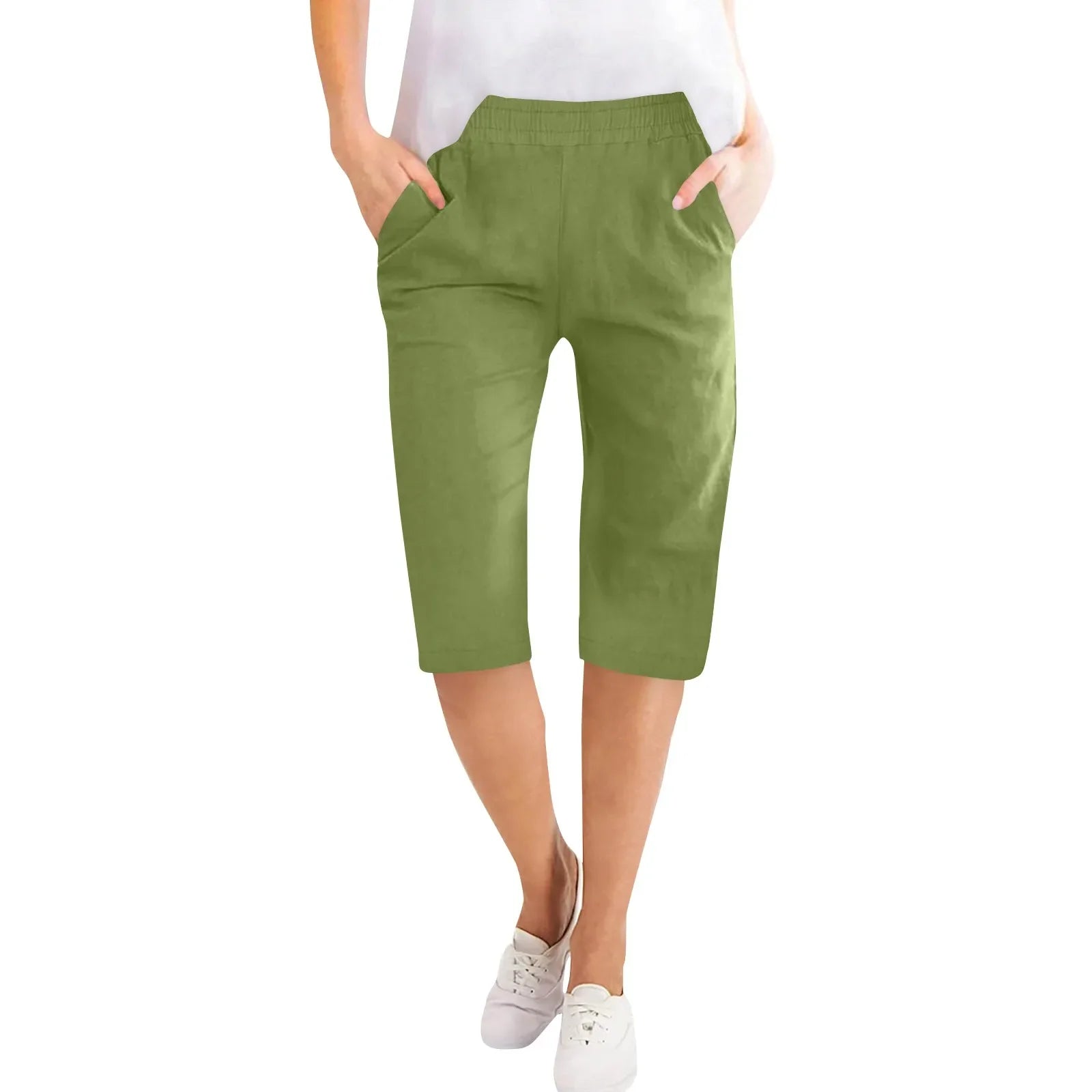 Clara elastic waist capri pants - color Navy