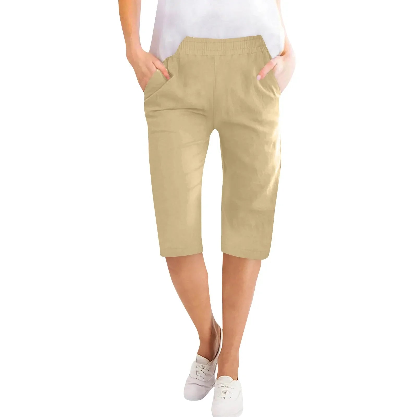 Clara elastic waist capri pants - color Orange