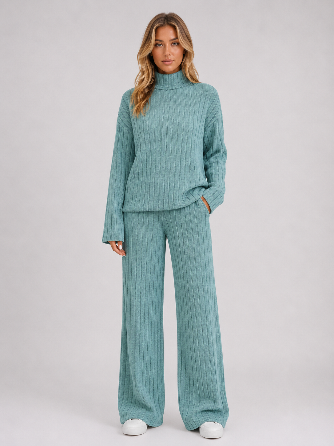 Cora | Ribbed Knitted Lounge Set Roll Neck