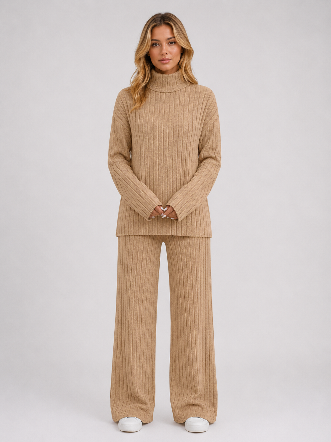 Cora ribbed knitted lounge set roll neck - color options 1