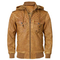 Corbin hooded quilted faux leather bomber jacket, brown
