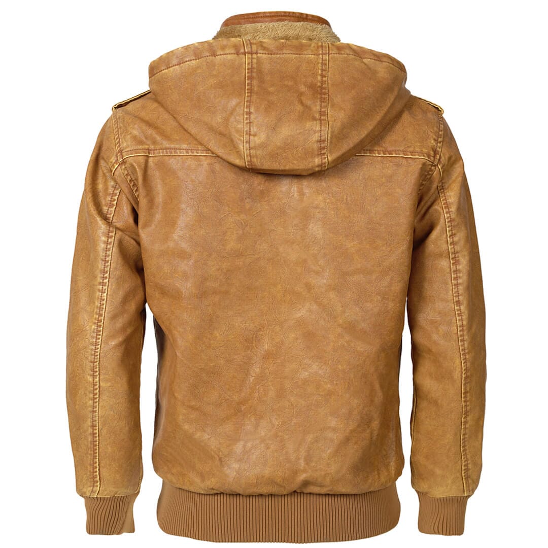Corbin hooded quilted faux leather bomber jacket, view 2