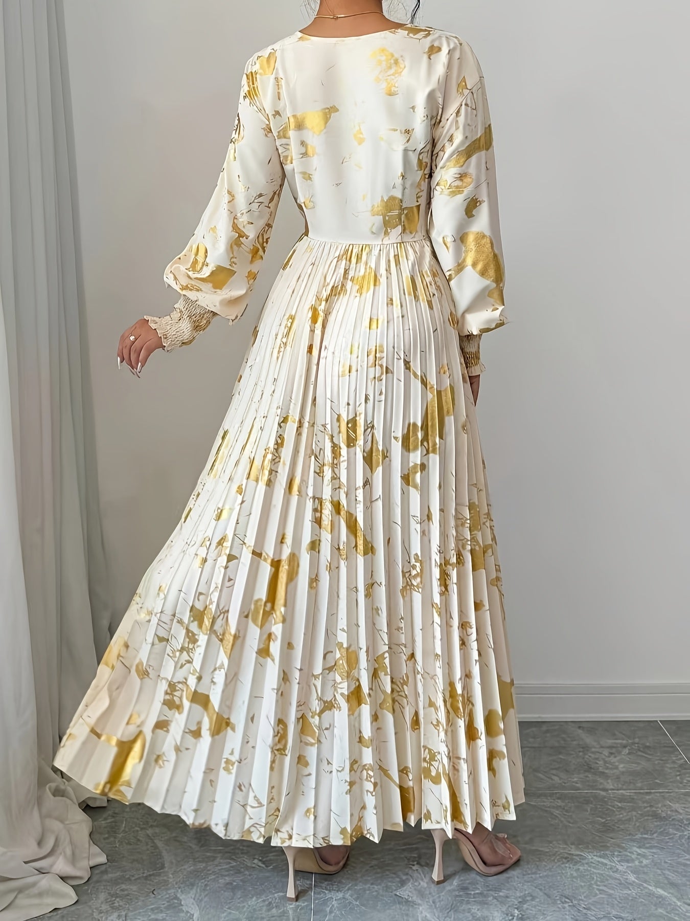 Cordelia fall gold foil print dress - print detail