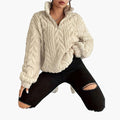 Corinne cable knit half-zip sweatshirt - front view