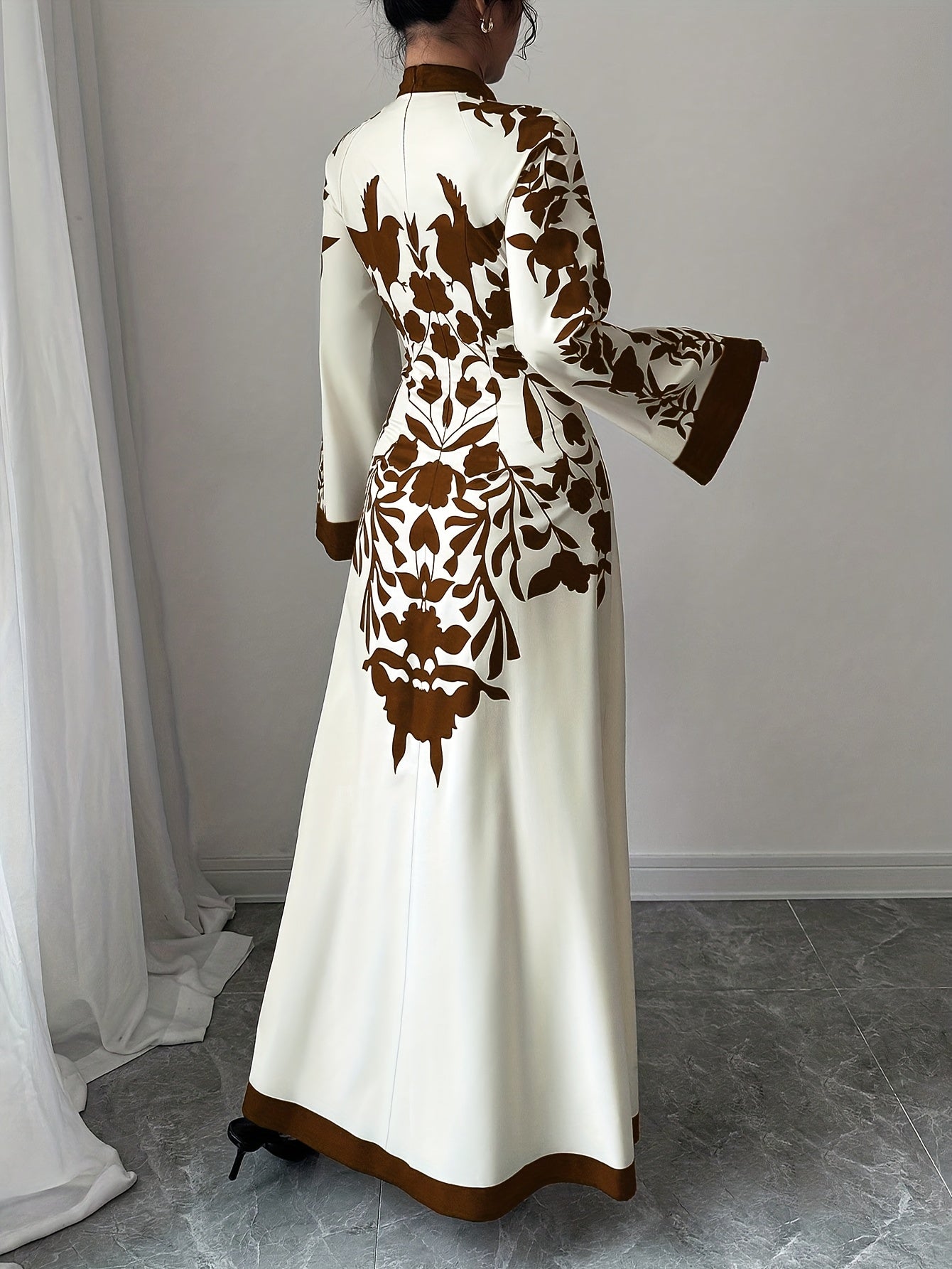 Cosima fall floral maxi dress - color Gray