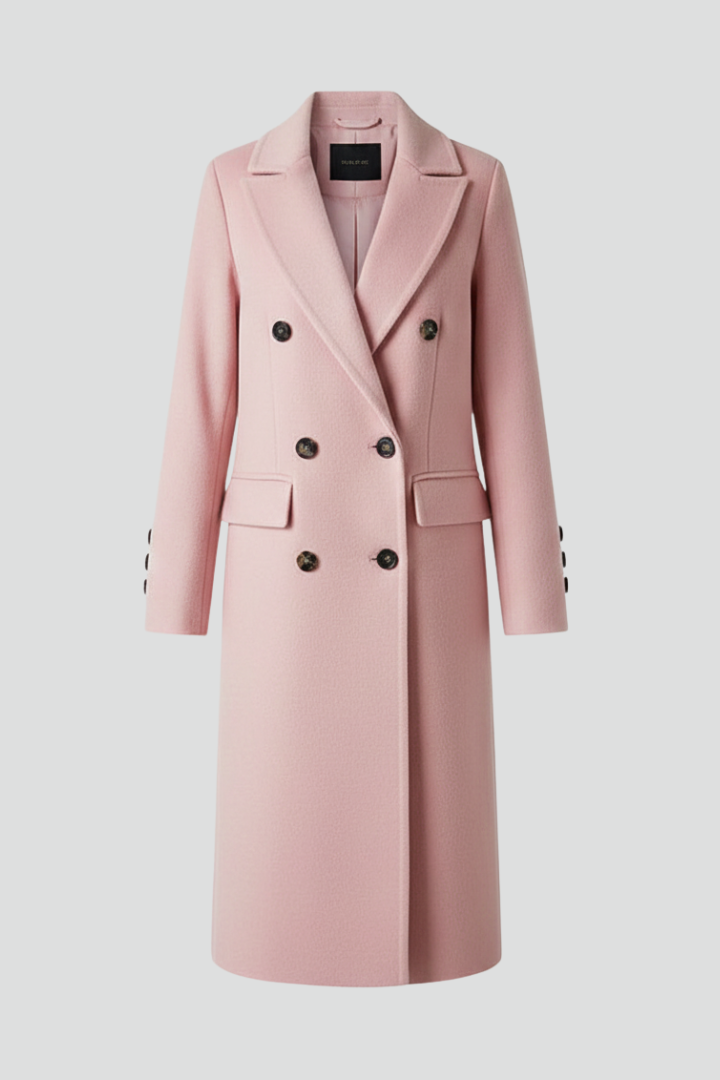 Costanza coat with lapel collar - front view