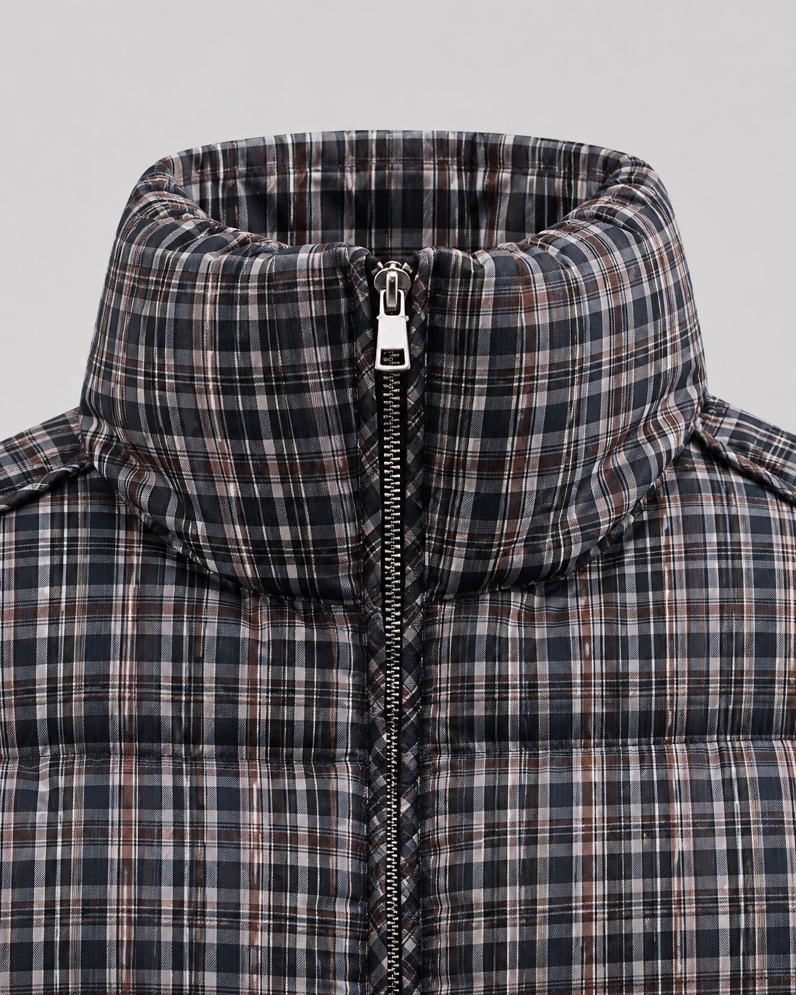 Cynthia checked puffer coat funnel neck - full look 1