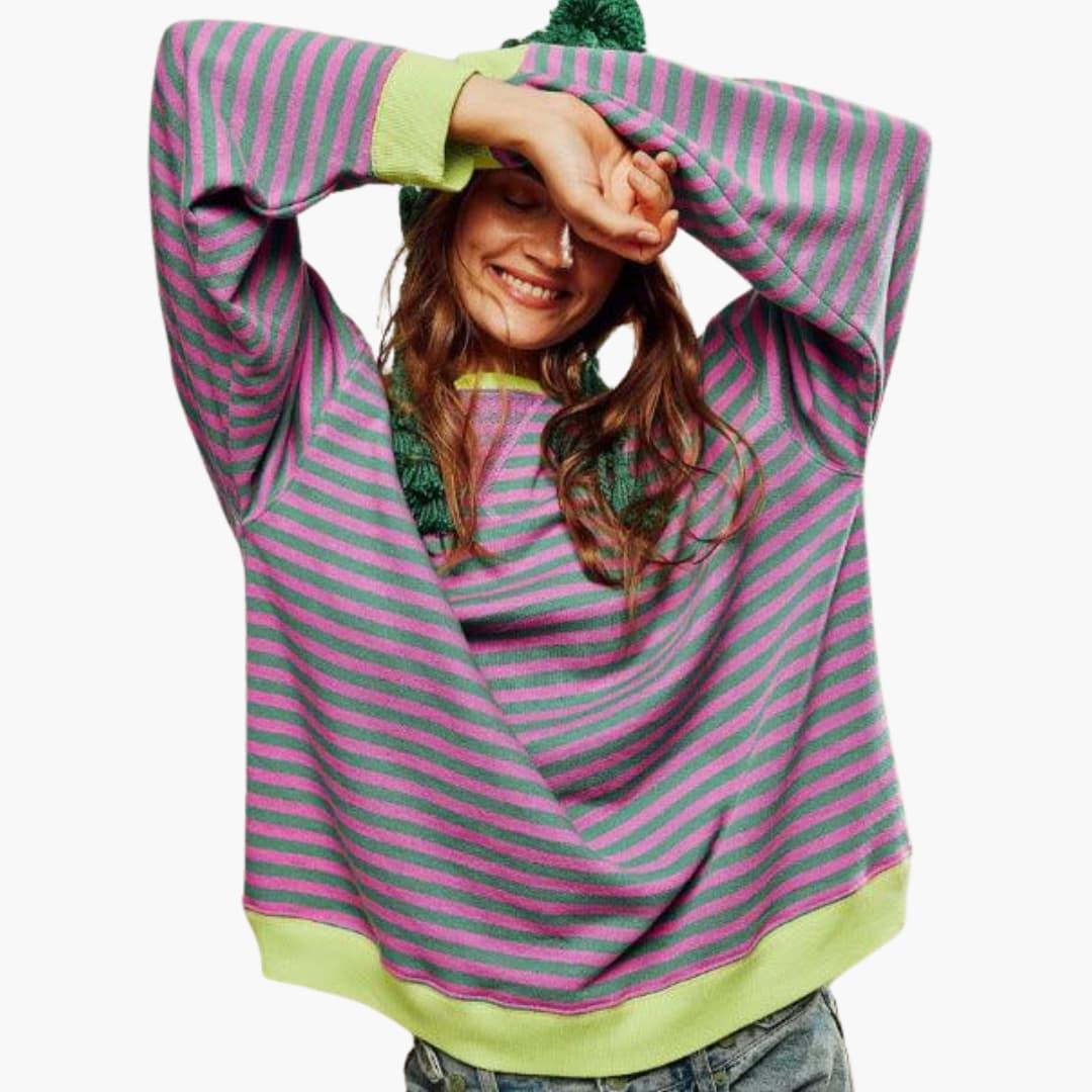 Daisy striped knit jumper - color Pink Green
