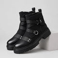 Damaris | Leather Combat Boots with Hardware Trim
