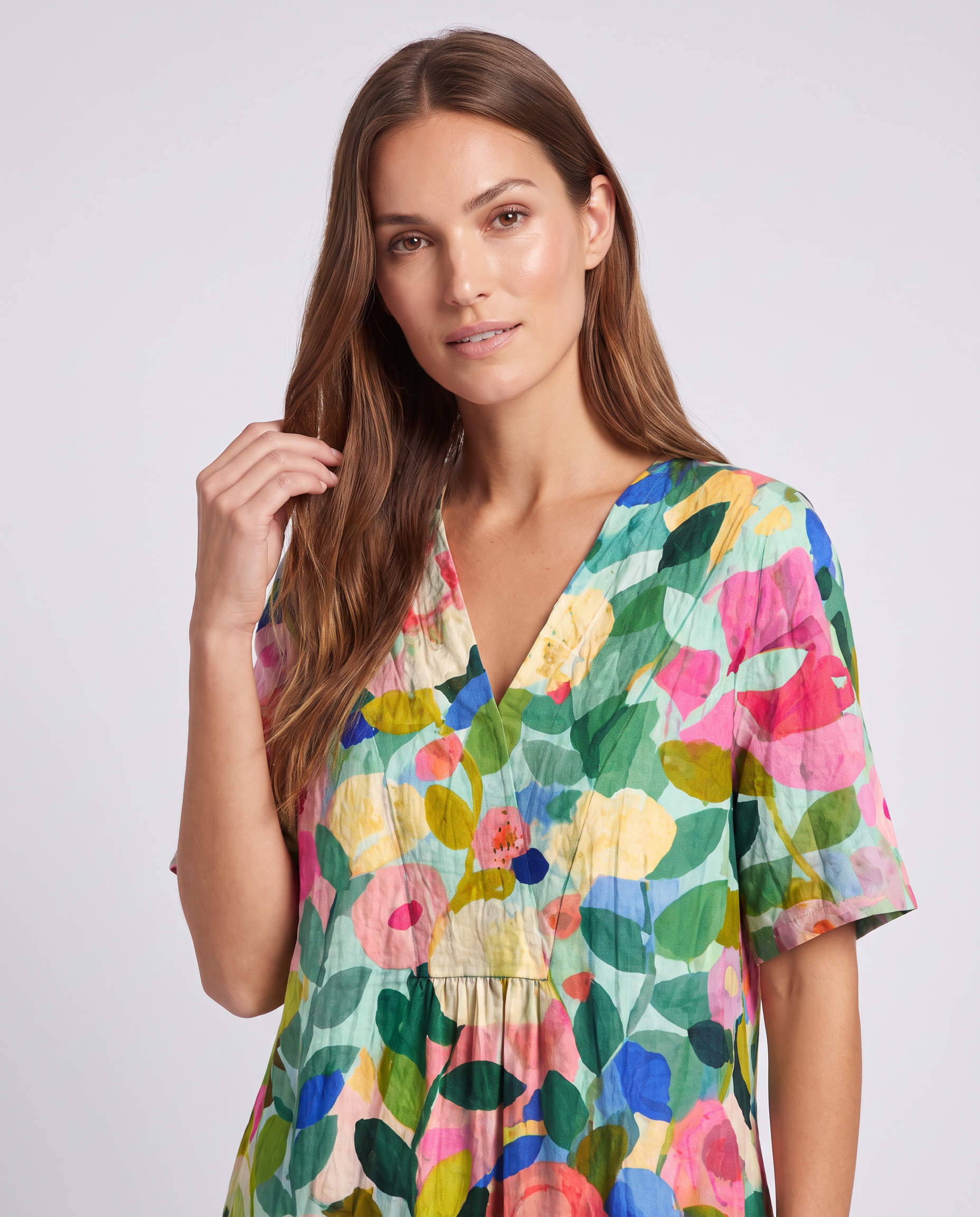 Dawn floral midi dress short sleeve holiday - styled outfit