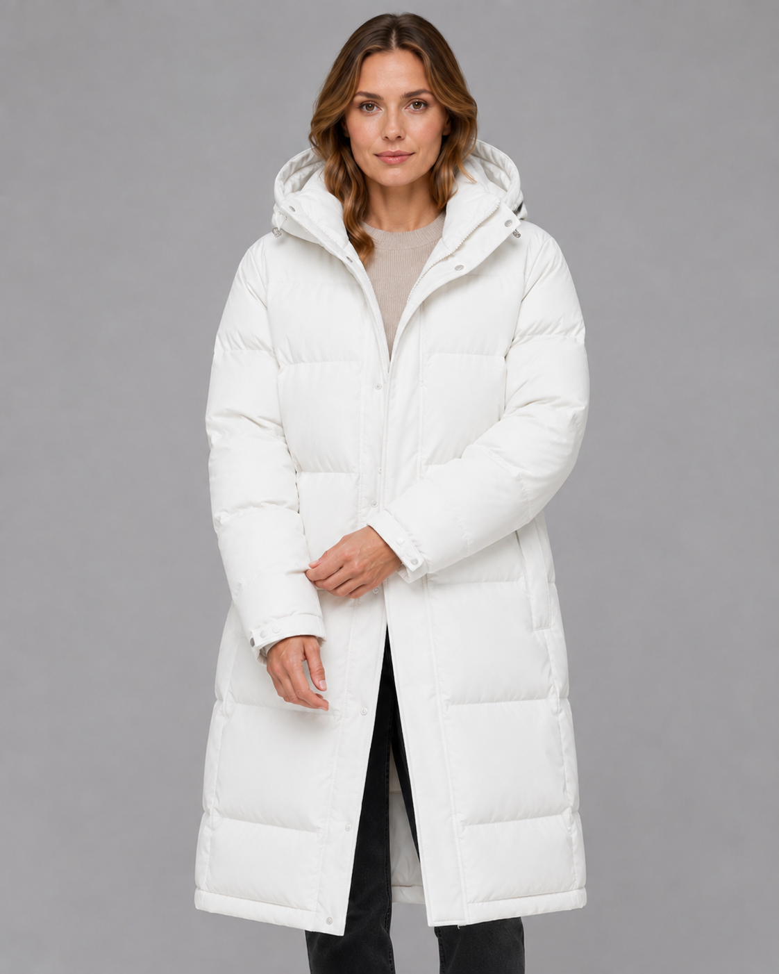 Deborah longline hooded padded winter parka - front view