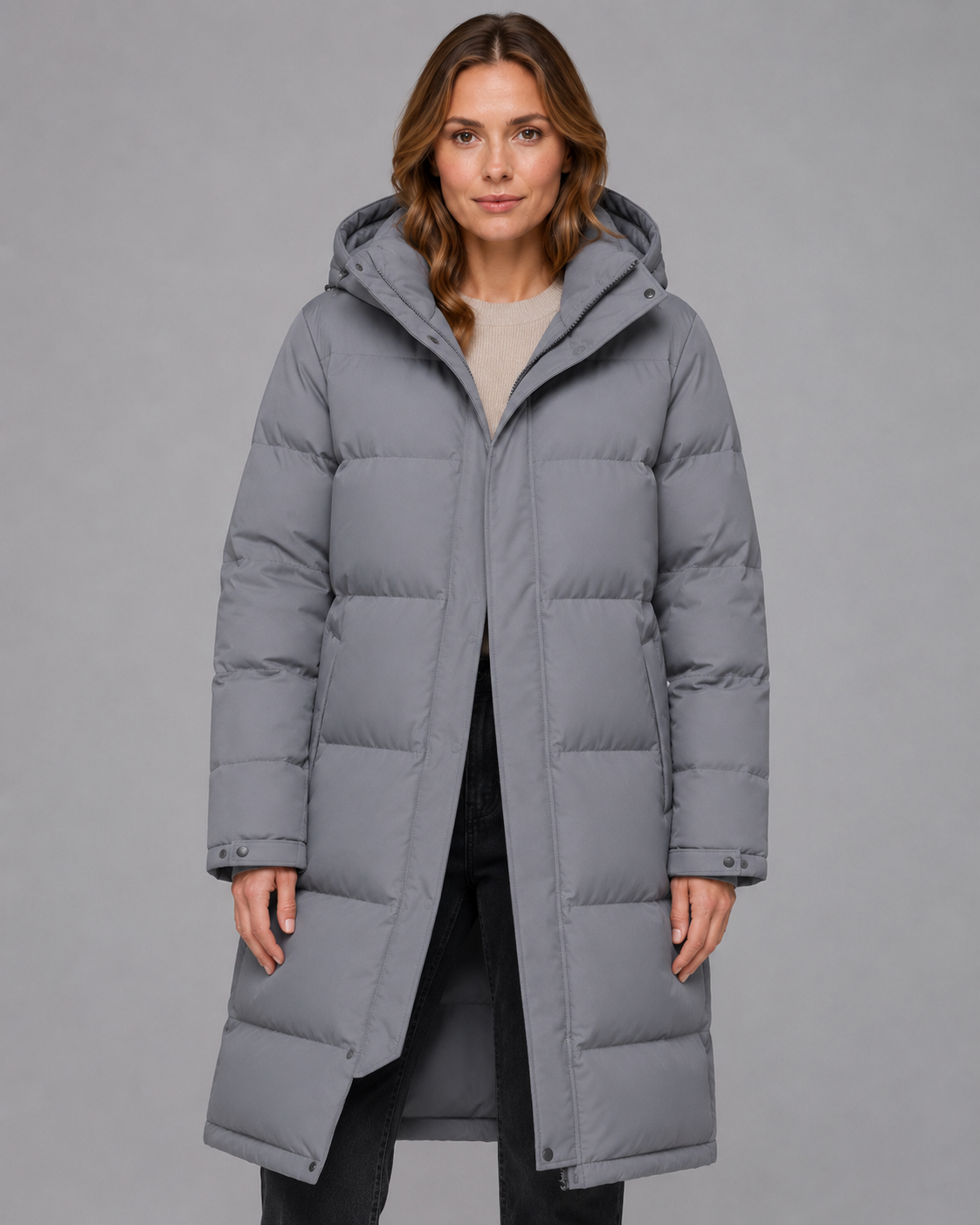 Deborah longline hooded padded winter parka - hood detail