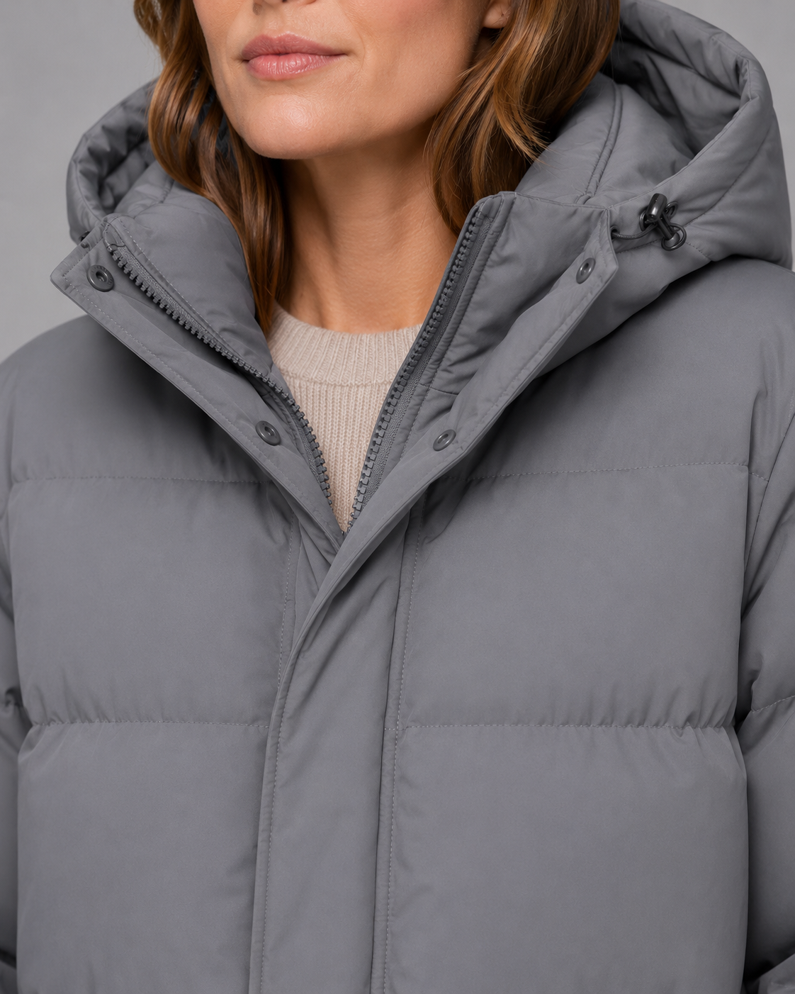 Deborah longline hooded padded winter parka - styled outfit