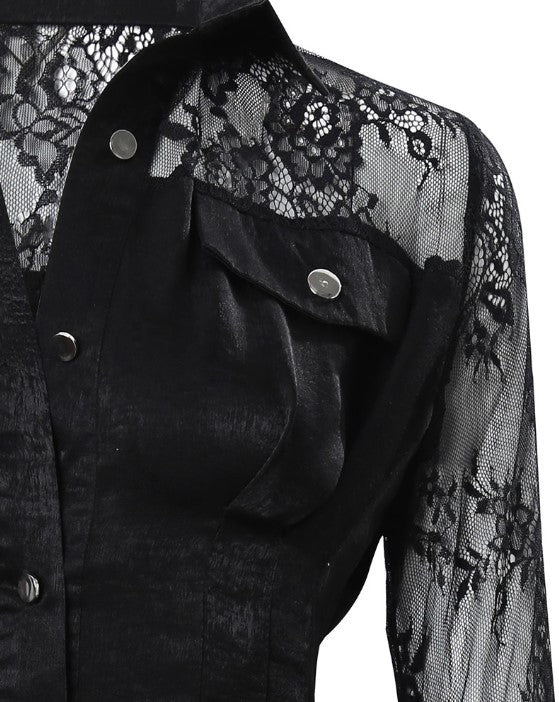 Delilah | Women's Button Front Lace Mini Dress