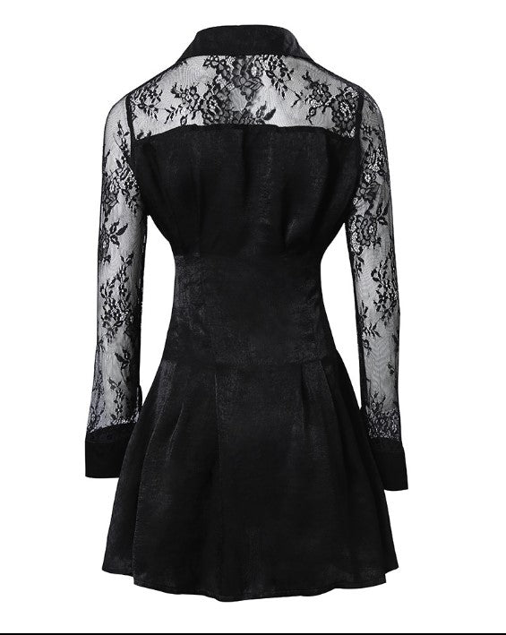 Delilah | Women's Button Front Lace Mini Dress
